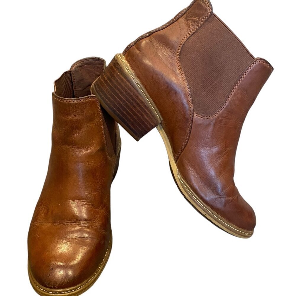Timberland Sutherlin Bay Low Leather Chelsea‎ Boots A2EFF Sz 7.5M Brown #341B